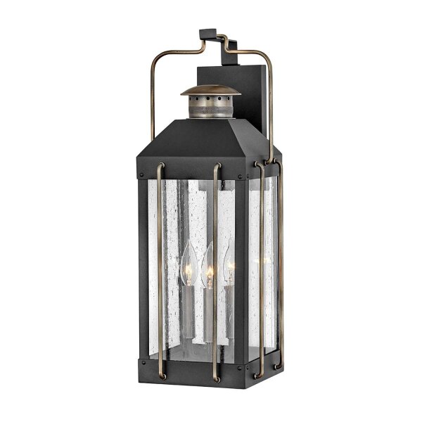 Wandlampe außen Vintage E14 IP44 H: 61 cm Alu Glas