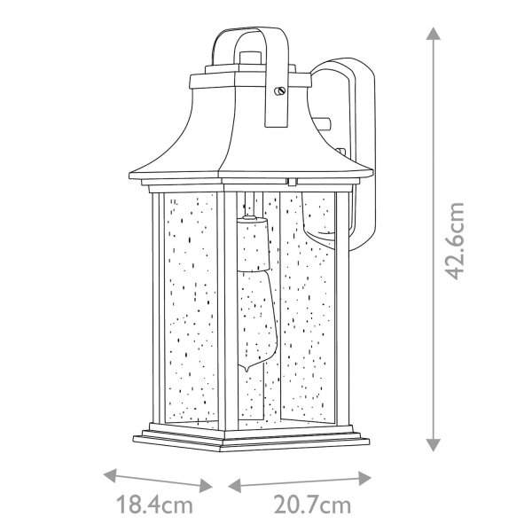 Außenwandlampe Aluminium Glas E27 IP44 42,6 cm hoch Vintage