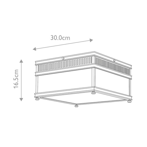 Lampe dextérieur laiton véritable verre 30 cm de large IP44 E27 carré