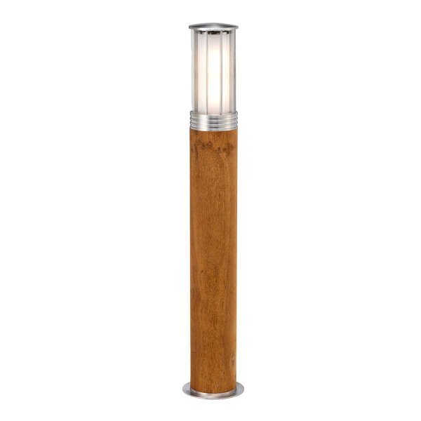 Borne déclairage en acier inoxydable teck bois IP55 hauteur 70 cm faible éblouissement