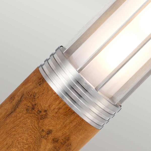 Borne déclairage en acier inoxydable teck bois IP55 hauteur 70 cm faible éblouissement