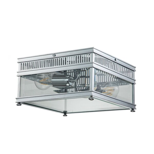Plafonnier extérieur laiton verre E27 IP44 30 cm de large