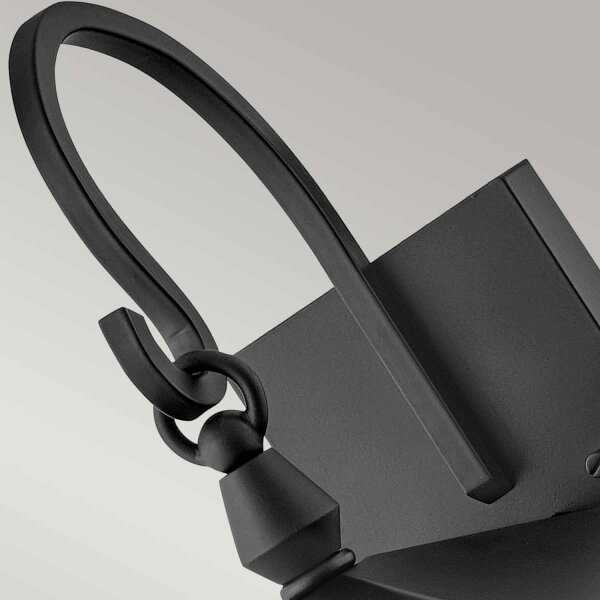 Schwarze Außenleuchte Wand Alu Glas IP44 H: 47,9 cm 2x E14