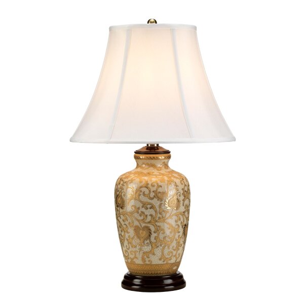 Tischleuchte CHINO Creme Gold 58cm Porzellan Lampe