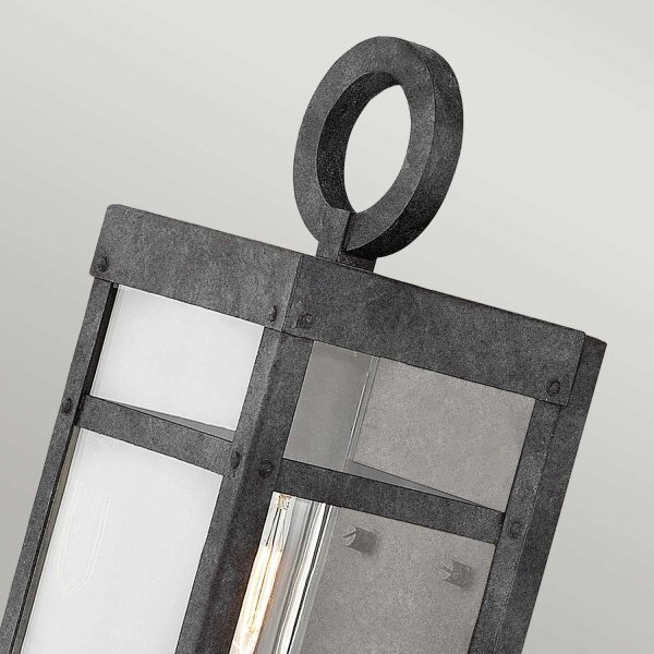 Applique murale extérieure vintage 33,6 cm de haut IP44 E27 Alu verre