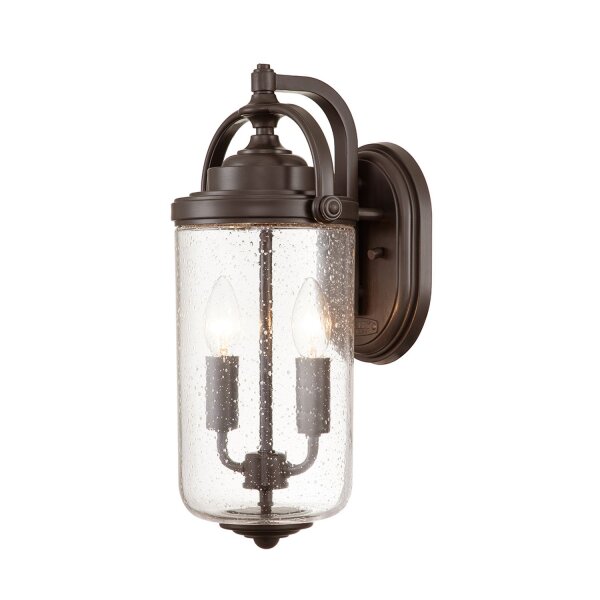 Außenlampe Wand Glas E14 IP44 43,2 cm hoch 2x E14 Vintage