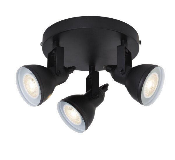 Spot de plafond noir métal flexible GU10 30 cm 3-flmg