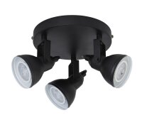 Spot de plafond noir métal flexible GU10 30 cm 3-flmg