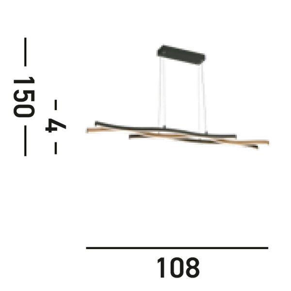 LED Pendelleuchte dimmbar Schwarz Metall 108 cm Wellen
