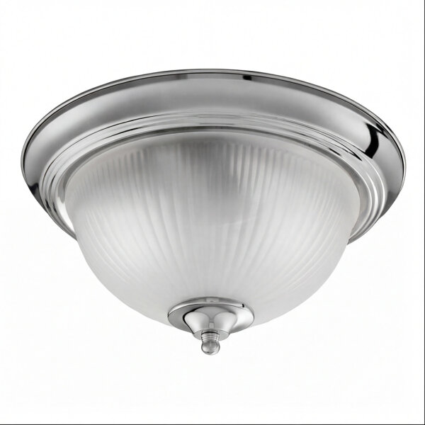 Deckenlampe Glas Metall E14 IP44 30 cm rund in Chrom