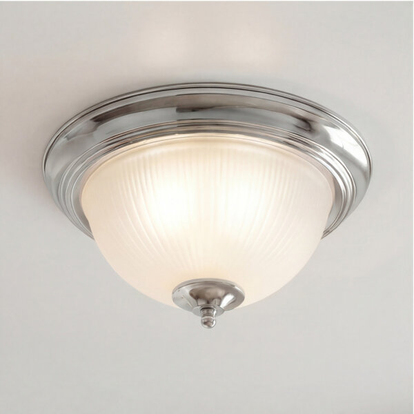 Deckenlampe Glas Metall E14 IP44 30 cm rund in Chrom