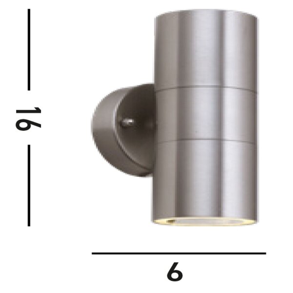 Up Down Applique extérieure acier IP44 GU10 H:16 cm 2-flmg