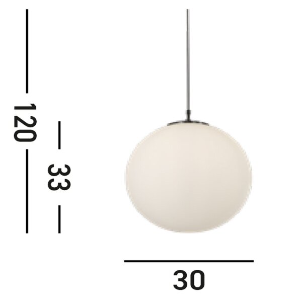 Kugel Pendelleuchte Glasschirm Metall B:30 cm blendarm