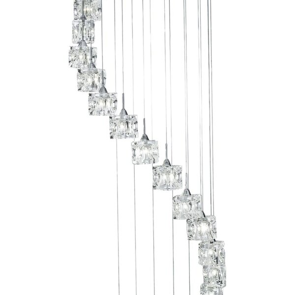 Suspension LED verre métal L:45 cm 3 W 20 flammes