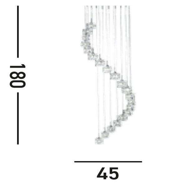 Suspension LED verre métal L:45 cm 3 W 20 flammes