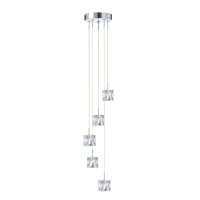 LED Hängelampe in Chrom Glas Metall 3000 K 5-flammig