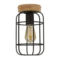Deckenlampe E27 Holz Metall Draht B:15 cm Industrial