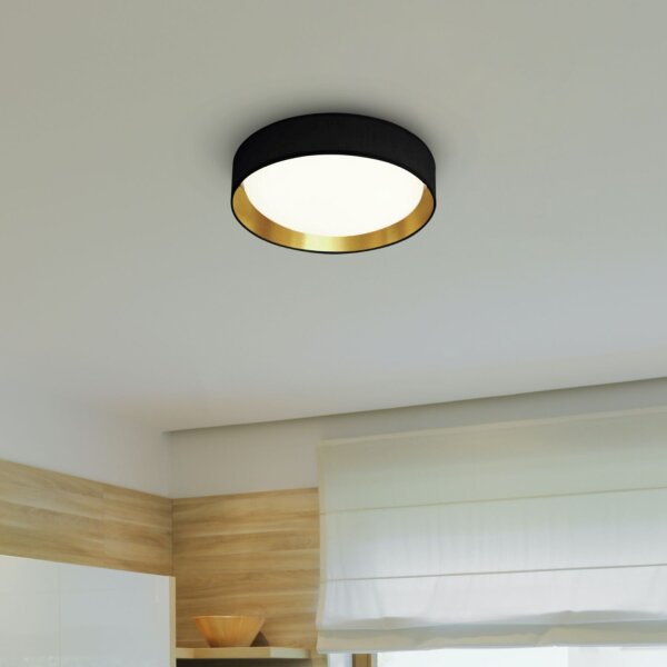 Plafonnier LED élégant Ø50 cm 25 W en noir et or
