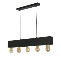 Schwarze Pendelleuchte Metall 5-flmg E27 80 cm länglich