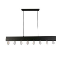 Schwarze Pendelleuchte Metall E27 8-flmg 80 cm lang