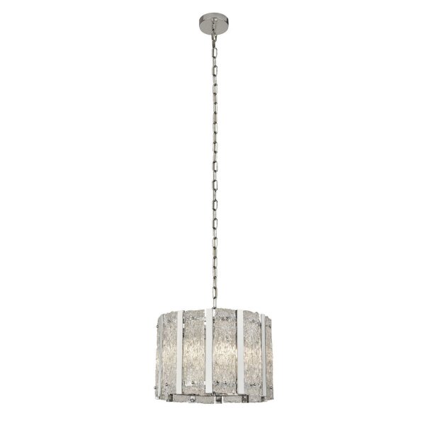 Lampe à suspendre ronde verre de pluie métal E14 Ø39 cm Moderne