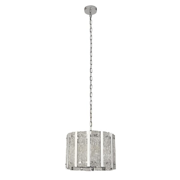 Lampe à suspendre ronde verre de pluie métal E14 Ø39 cm Moderne
