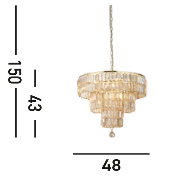 Elegante Pendelleuchte Glas Metall Ø50 cm E14 Modern