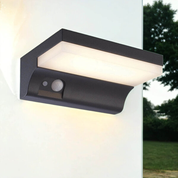 LED Solar Außenwandlampe IP54 Aluminium Bewegungsmelder