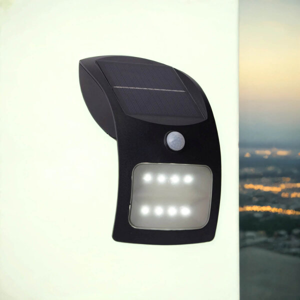 LED Solarlampe mit Bewegungsmelder Metall IP44 Schwarz