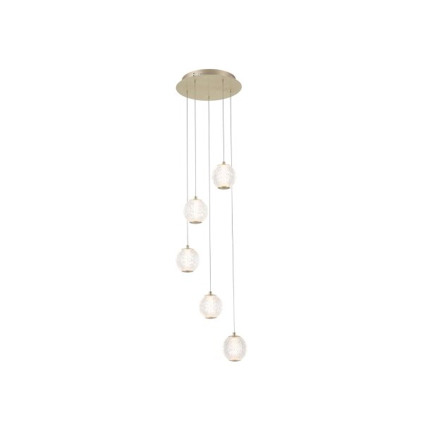 LED Pendelleuchte Metall 21 W Ø30 cm 5-flmg in Messing