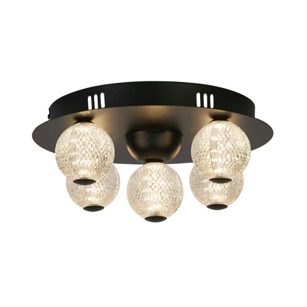 Runde LED Deckenlampe Schwarz Metall Ø33 cm 21 W Kugeln