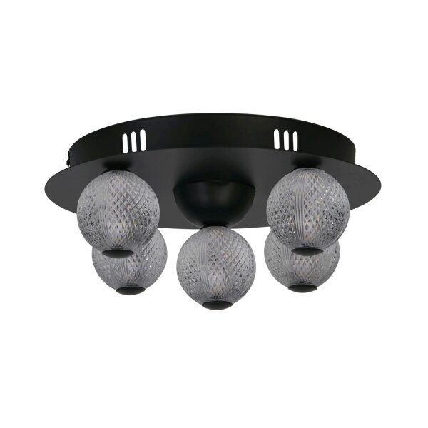 Runde LED Deckenlampe Schwarz Metall Ø33 cm 21 W Kugeln