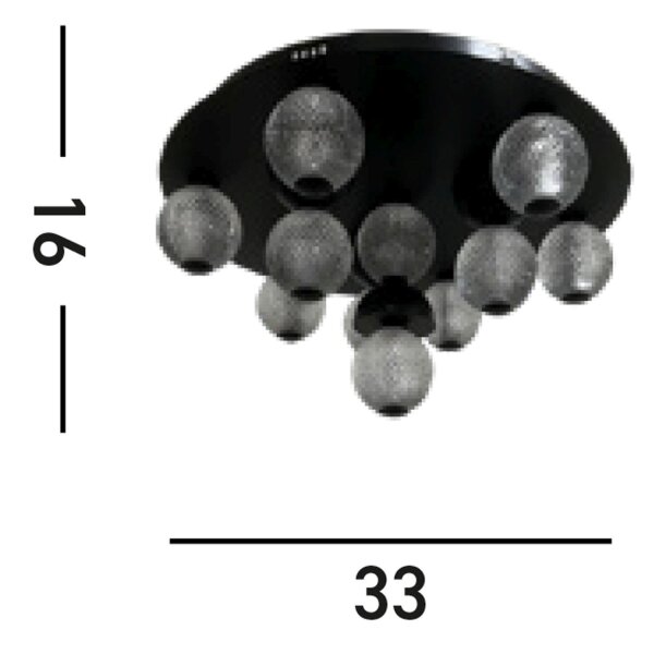 Runde LED Deckenlampe Schwarz Metall Ø33 cm 21 W Kugeln