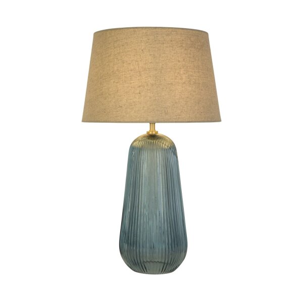 Lampe de table tissu verre E27 37 cm bleu naturel confortable