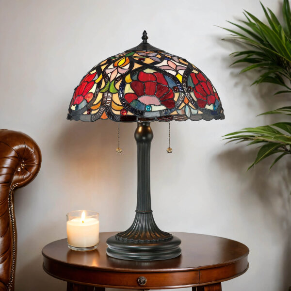 Tischlampe FARFALLA 8 Buntglas 58cm Tiffany Lampe