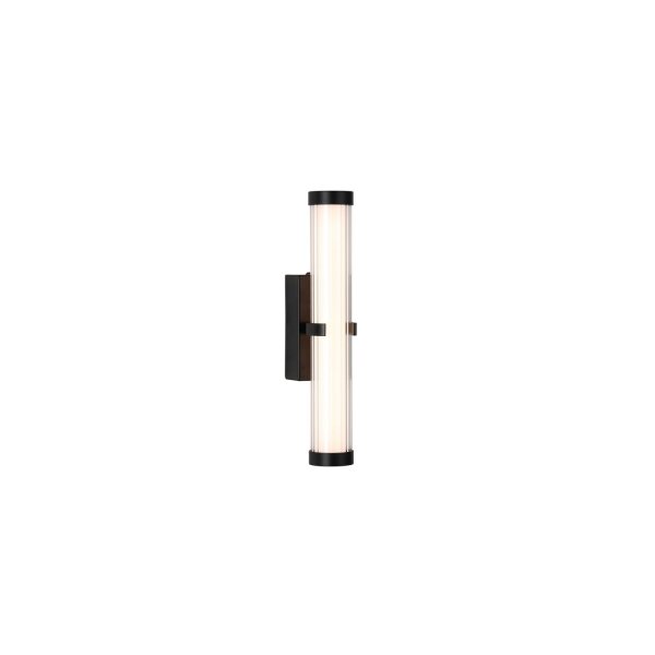 Applique LED Métal Verre IP44 H:32,5 cm Noir Blanc