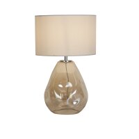 Tischlampe Stoff Glas blendarm 44,5 cm Champagner Weiß
