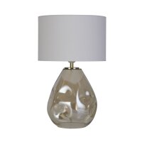 Tischlampe Stoff Glas blendarm 44,5 cm Champagner Weiß