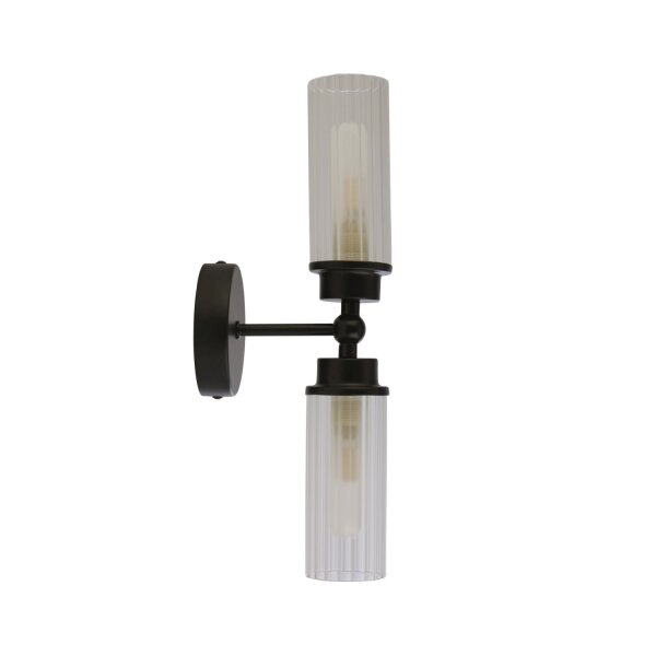 Up Down Applique noire métal verre G9 IP44 H:37 cm
