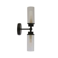 Up Down Applique noire métal verre G9 IP44 H:37 cm