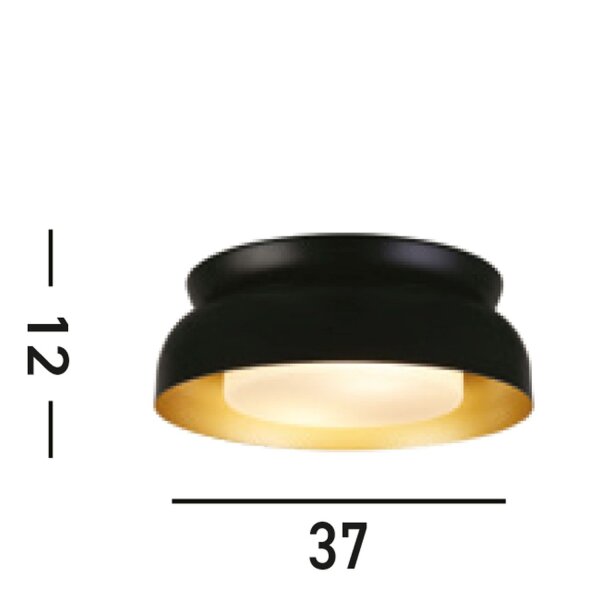 Deckenlampe Metall in Schwarz Gold E14 B:36,5 cm rund