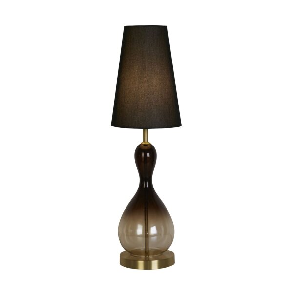Stilvolle Tischleuchte Stoffschirm Glas E27 67 cm hoch
