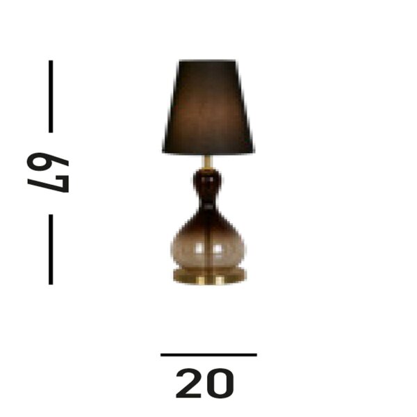Stilvolle Tischleuchte Stoffschirm Glas E27 67 cm hoch