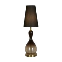 Stilvolle Tischleuchte Stoffschirm Glas E27 67 cm hoch