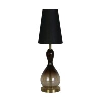 Stilvolle Tischleuchte Stoffschirm Glas E27 67 cm hoch