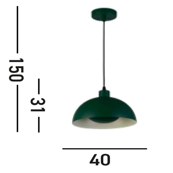 Pendelleuchte Loft E27 Ø40 cm rund Metallschirm in Grün