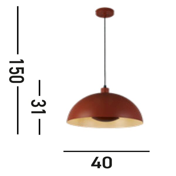 Hängelampe Loft E27 Ø25 cm rund Metallschirm in Orange