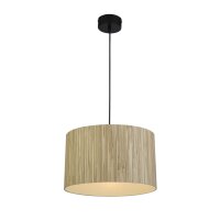 Suspension ronde bois m&eacute;tal E27 L:35 cm naturel