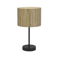 Lampe de table ronde bambou métal E14 37 cm noir...