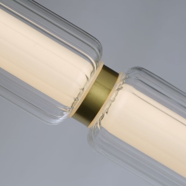 Lange LED Pendelleuchte Glas Metall 109 cm warmweiß
